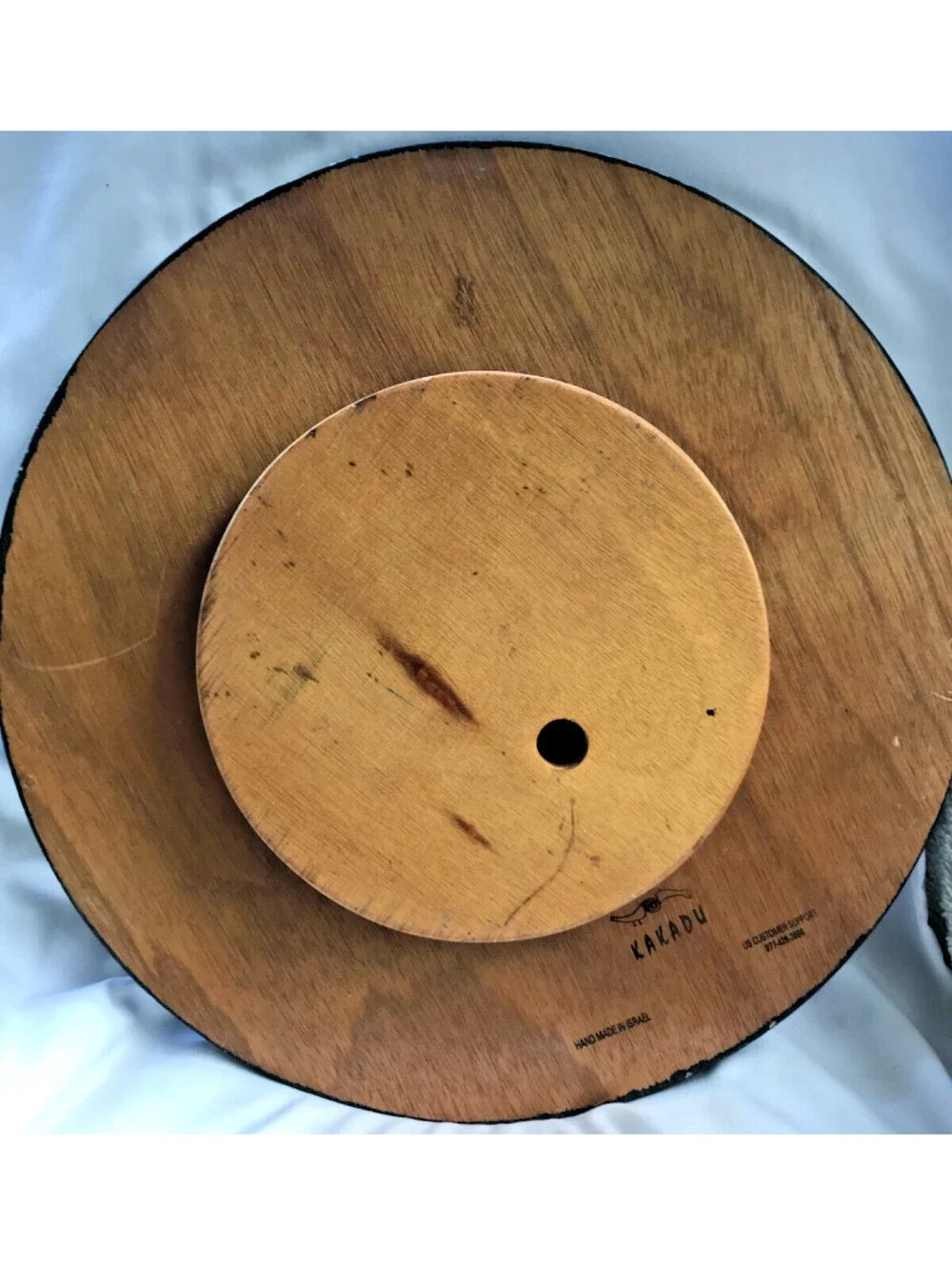 Kakadu Art Lazy Susan Tray Handpainted Signed by Reut Shahar Approx. 17.75” Worn